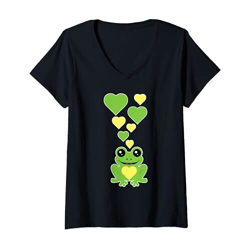 T-shirt Grenouille noir col en v femme