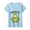 T-shirt Grenouille bleu col en v femme - miniature