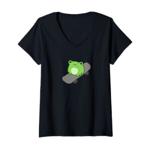 T-shirt Grenouille noir col en v femme