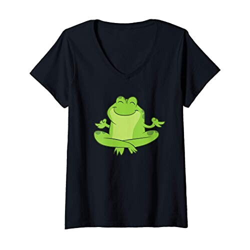 T-shirt Grenouille noir col en v femme