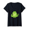 T-shirt Grenouille noir col en v femme - miniature