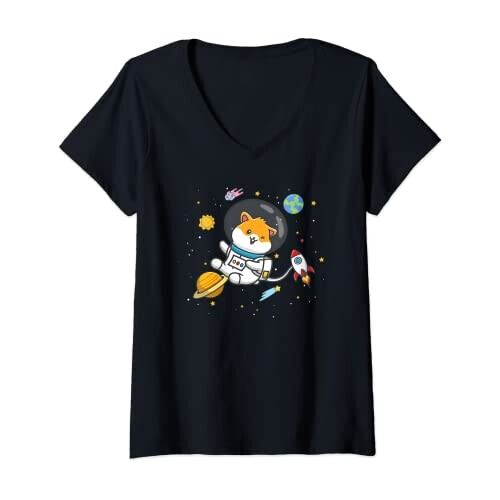 T-shirt Hamster noir col en v femme