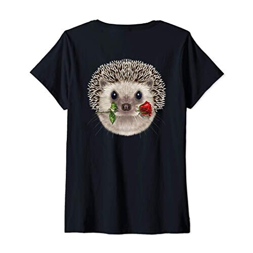 T-shirt Hérisson noir col en v femme