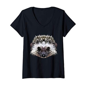 T-shirt Hérisson bleu col en v femme