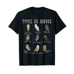 T-shirt Hibou noir homme/femme