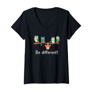 T-shirt Hibou noir col en v femme