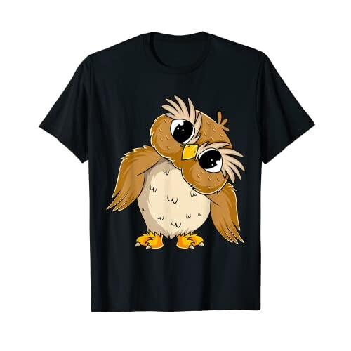T-shirt Hibou noir femme