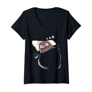 T-shirt Hibou noir col en v femme