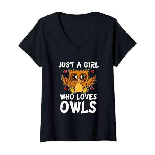 T-shirt Hibou noir col en v femme