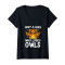 T-shirt Hibou noir col en v femme - miniature
