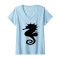 T-shirt Hippocampe bleu col en v femme - miniature