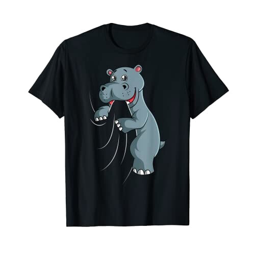 T-shirt Hippopotame noir femme