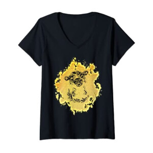 T-shirt Hippopotame noir col en v femme