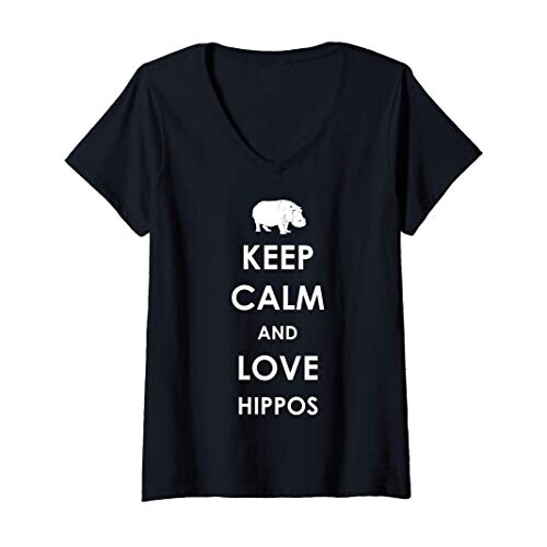 T-shirt Hippopotame noir col en v femme