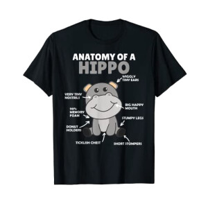 T-shirt Hippopotame noir homme/femme