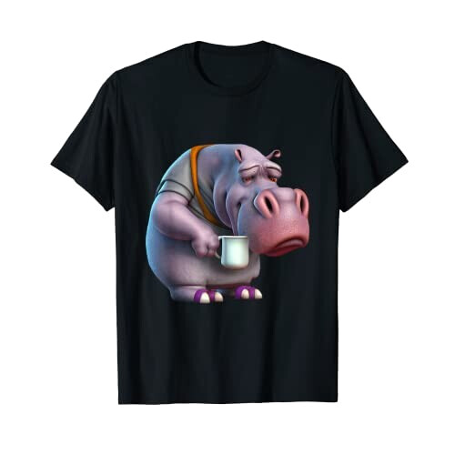 T-shirt Hippopotame noir homme/femme
