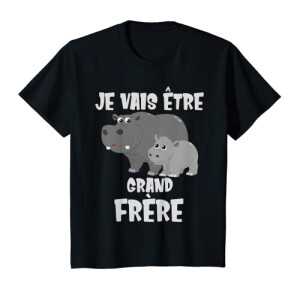 T-shirt Hippopotame noir fille/garçon