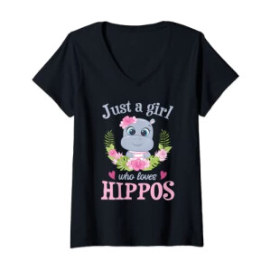 T-shirt Hippopotame noir col en v femme