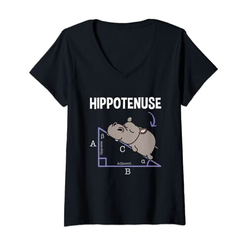 T-shirt Hippopotame noir col en v femme