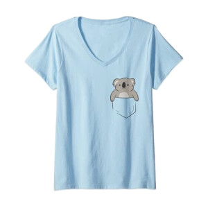 T-shirt Koala bleu col en v femme