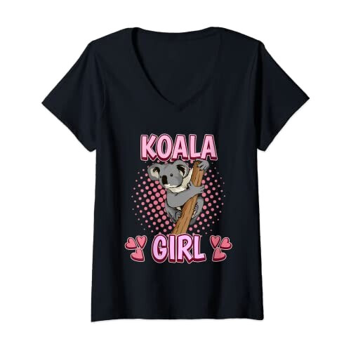 T-shirt Koala noir col en v femme