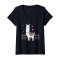 T-shirt Lama noir col en v femme - miniature