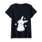 T-shirt Lapin noir col en v femme - miniature