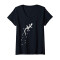 T-shirt Lézard noir col en v femme - miniature