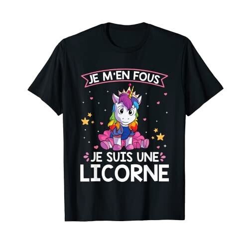 T-shirt Licorne noir fille