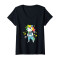 T-shirt Licorne noir col en v femme - miniature