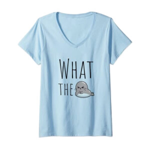 T-shirt Phoque bleu col en v femme