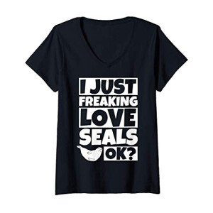 T-shirt Phoque noir col en v femme