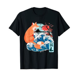 T-shirt Renard noir homme/femme