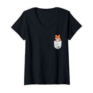 T-shirt Renard noir col en v femme