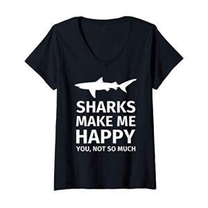 T-shirt Requin noir col en v femme