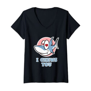 T-shirt Requin noir col en v femme