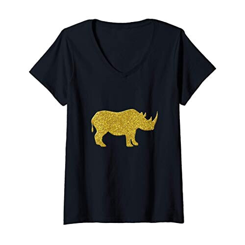 T-shirt Rhinocéros noir col en v femme