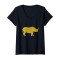 T-shirt Rhinocéros noir col en v femme - miniature