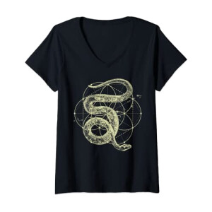 T-shirt Serpent noir col en v femme