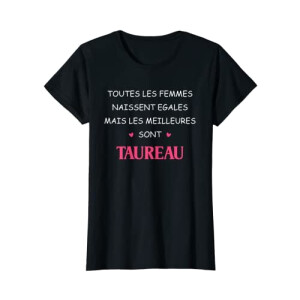 T-shirt Taureau noir femme