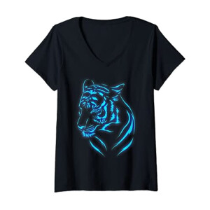 T-shirt Tigre noir col en v femme