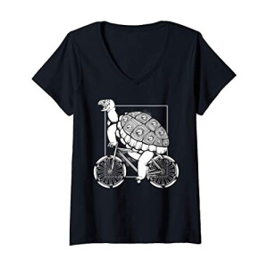 T-shirt Tortue noir col en v femme