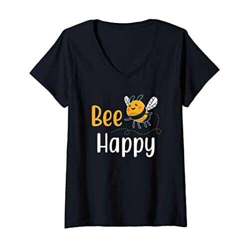 T-shirt Abeille noir col en v femme