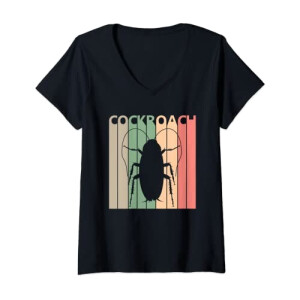 T-shirt Cafard noir col en v femme