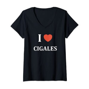 T-shirt Cigale noir col en v femme