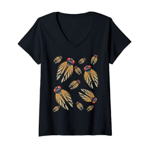 T-shirt Cigale noir col en v femme