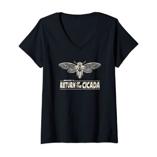 T-shirt Cigale noir col en v femme