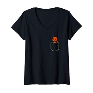 T-shirt Fourmi noir col en v femme