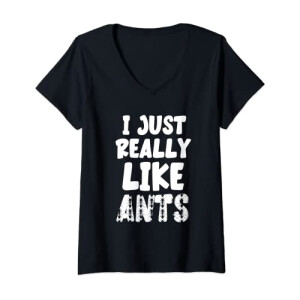 T-shirt Fourmi noir col en v femme