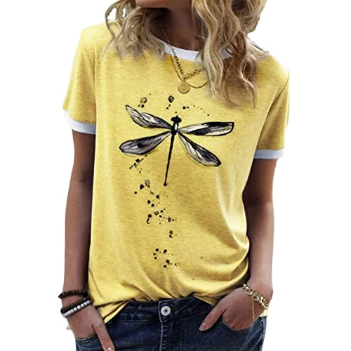 T-shirt Libellule g jaune femme